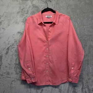 Tommy Bahama Womens 100% Linen Button Down‎ Shirt Sz L Pink Resort Vacation